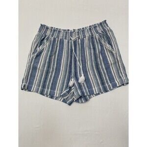 Briggs New York Striped Linen Blend Shorts Women’s XL Blue White Boho Coastal